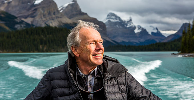 Smiling man on a boat