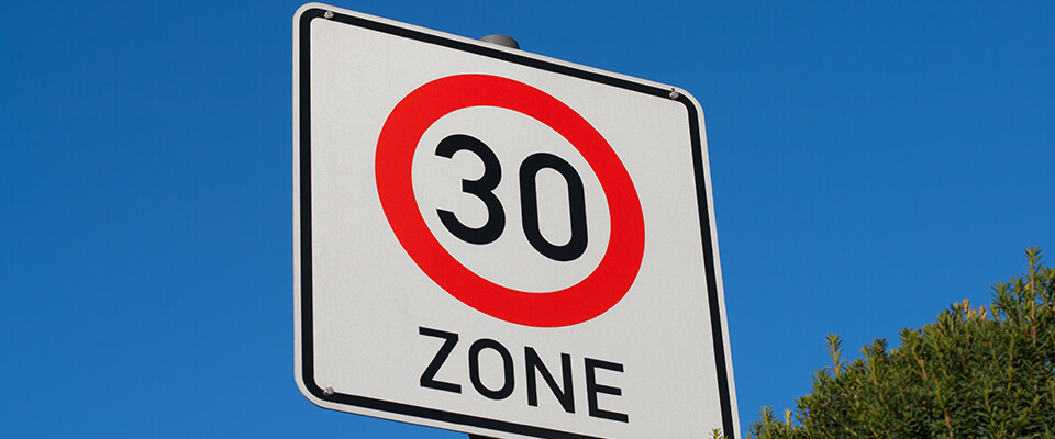 30mph zone road sign